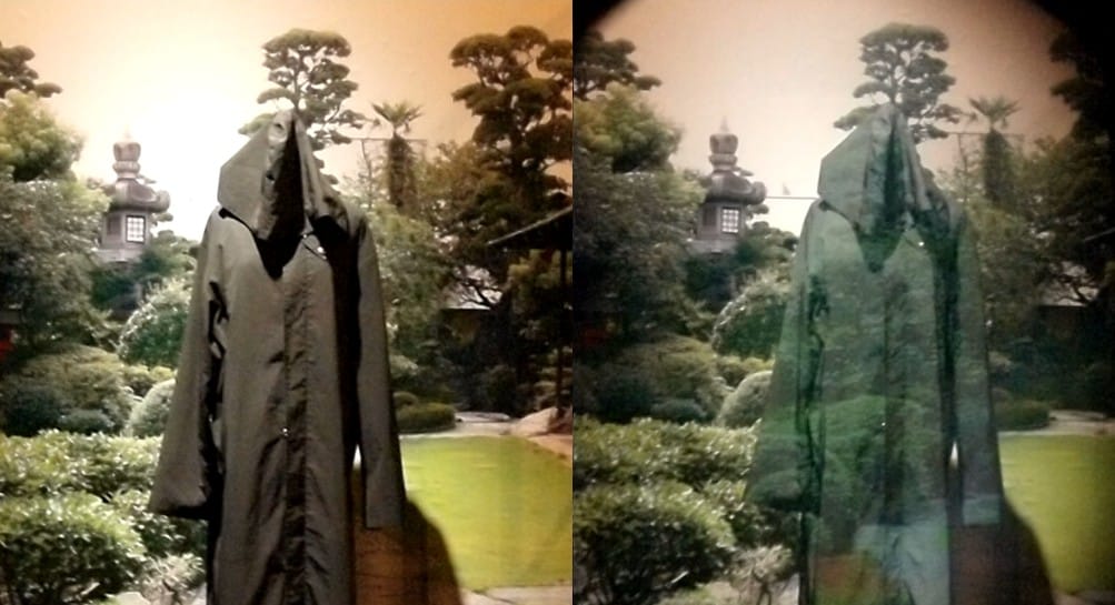 A demonstration of optical camouflage. This is a different technique from metamaterial cloaking, projecting the background onto the object rather than guiding light around it, and it illustrates how often the two are conflated in coverage.