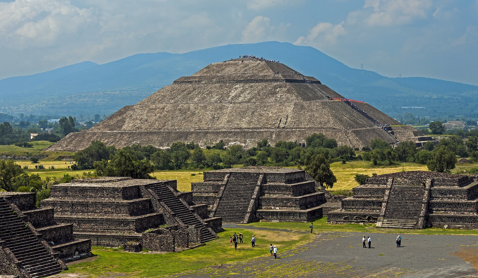 Teotihuacan, at its height around 500 AD one of the largest cities in the world. The pyramid-lined avenues north of modern Mexico City were already ancient ruins when the Aztecs found them and gave the place its name.