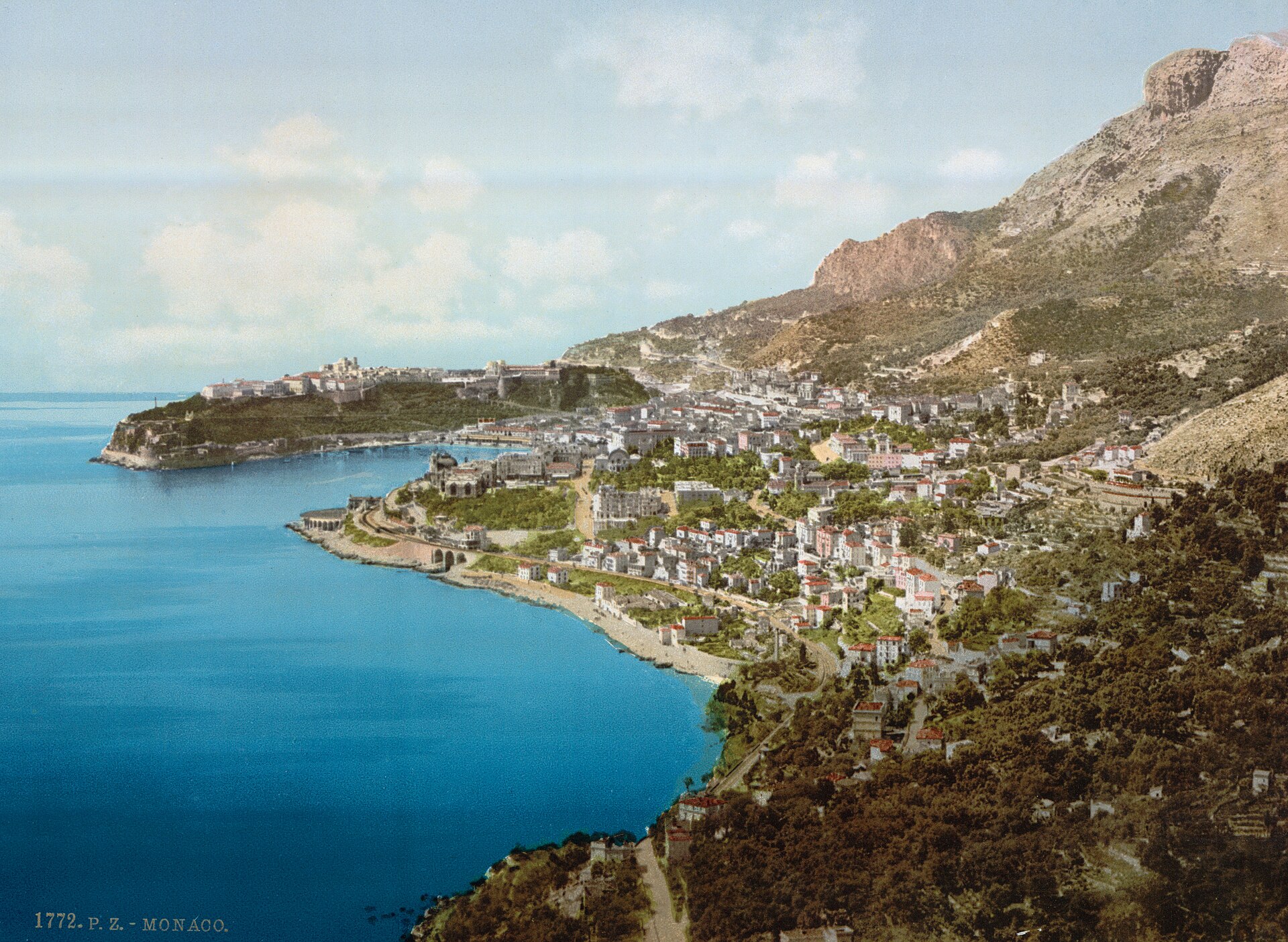 A photochrom of Monaco around 1900. The opening of the Monte Carlo casino in the 1860s, and the abolition of income tax soon after, turned the small, cash-strapped principality into a glittering resort for Europe's wealthy.