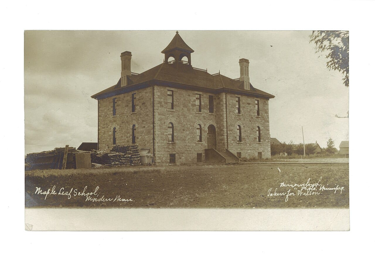 A historic Morden school. The town's education institutions long served a wide rural district as well as the town itself.