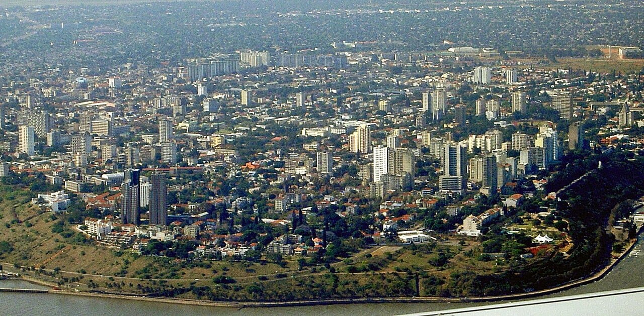 The skyline of Maputo, the capital of Mozambique, on the Indian Ocean in the far south of the country. Once the colonial city of Lourenco Marques, it is the political and economic heart of a young and fast-growing nation.