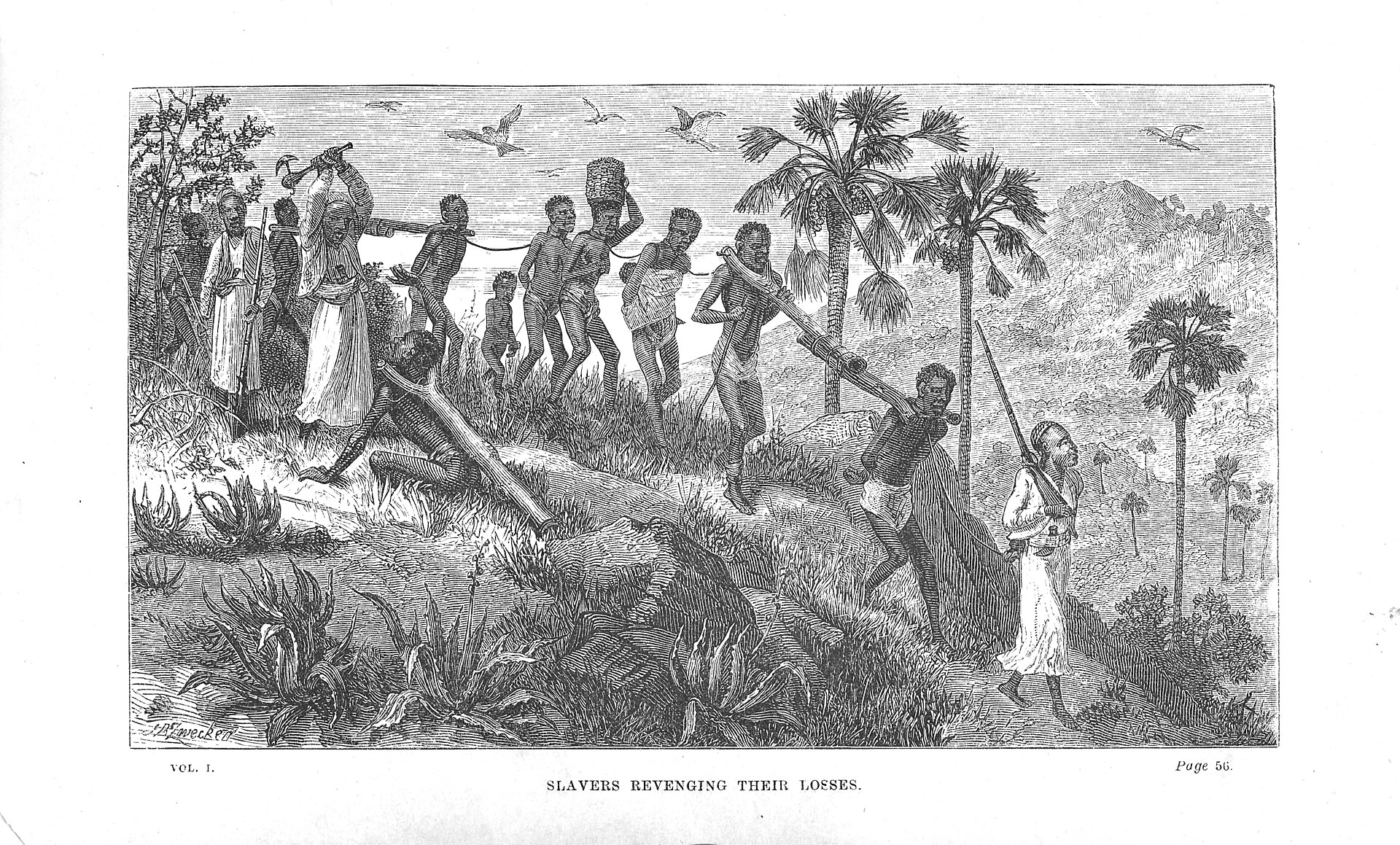 Arab-Swahili slave traders and their captives. Alongside gold and ivory, the Indian Ocean trade that enriched the Mozambican coast came to include the tragic export of enslaved Africans.