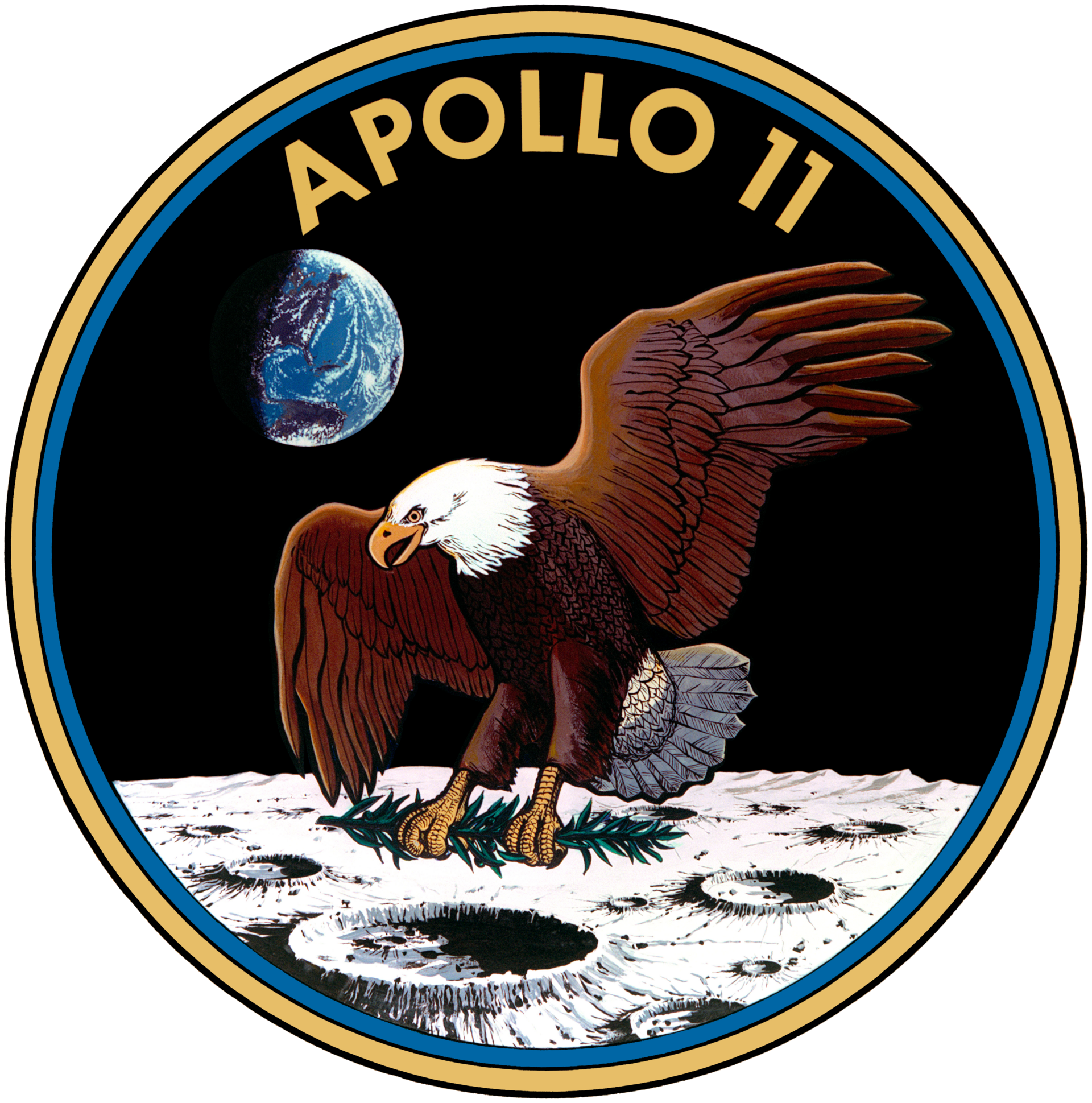The Apollo 11 mission patch; Armstrong commanded the historic flight.