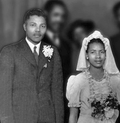 Mandela with his first wife, Evelyn, in 1944.