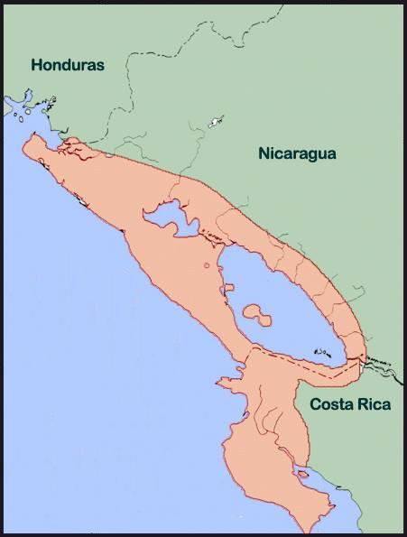 A map of Gran Nicoya, the Indigenous cultural region straddling what is now Pacific Nicaragua and Costa Rica. Its peoples, some linked to the cultures of Mexico, gave the country the name of their chief, Nicarao.