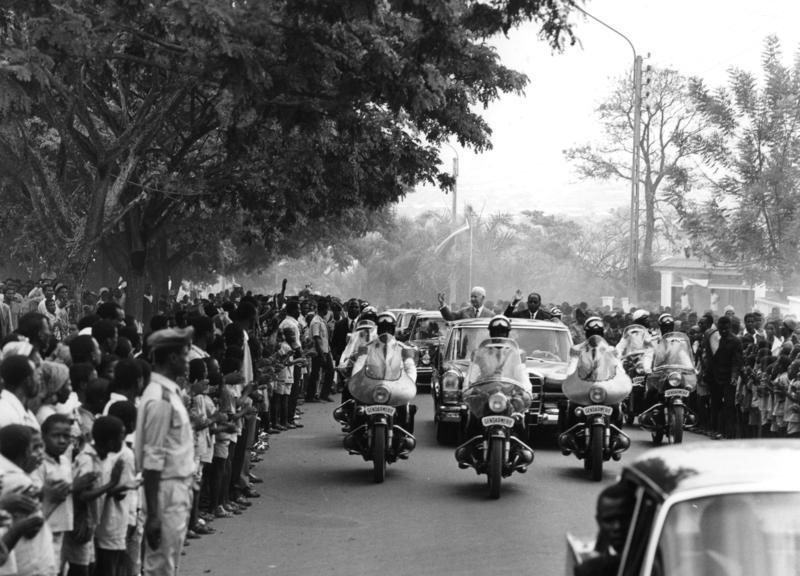 President Hamani Diori, right, Niger's first leader after independence, greeting the West German president in the 1960s. His rule ended in a 1974 coup, the first of several that have punctuated the country's history.