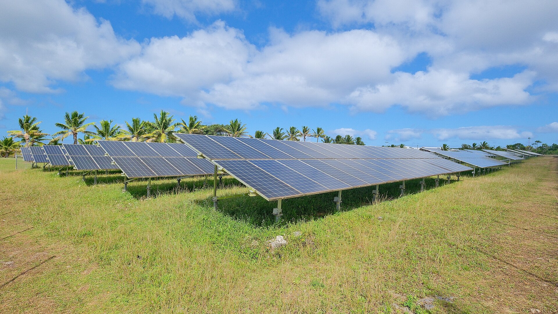 Solar power installations on Niue, part of the small island's drive toward renewable-energy self-sufficiency. Credit: Pseudopanax at English Wikipedia (Public domain).