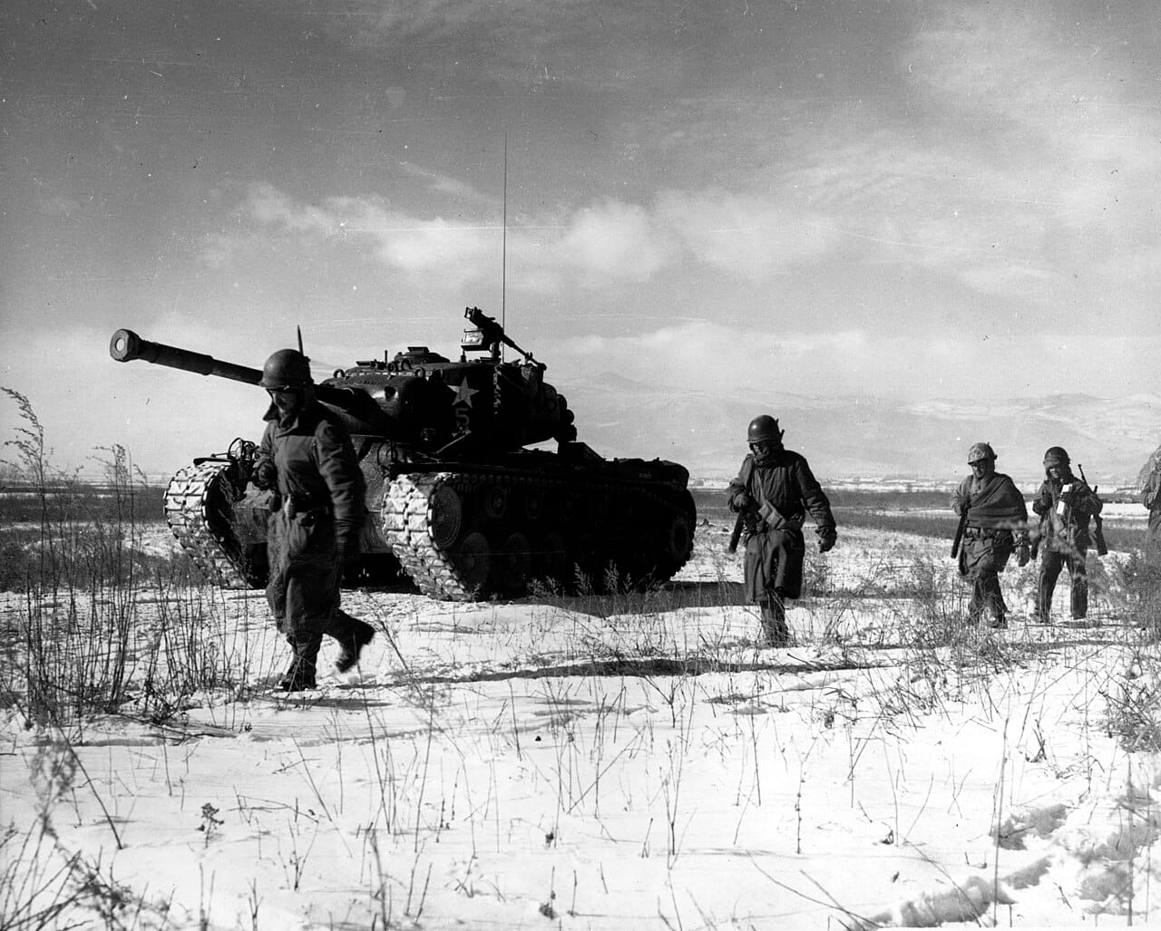 American forces withdrawing from the Chosin Reservoir in the winter of 1950, after China entered the war and forced the United Nations advance back. The front eventually settled near where it began, and the 1953 armistice has never been replaced by a peace treaty.