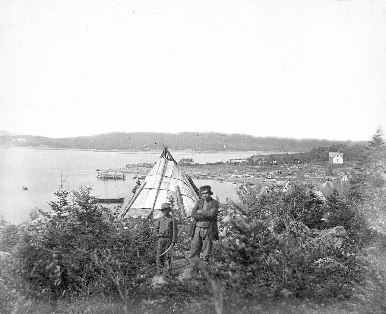 Mi'kmaq people at Tufts Cove near Halifax. The Mi'kmaq have lived in Nova Scotia for thousands of years and were among the first Indigenous peoples in Canada to encounter Europeans.