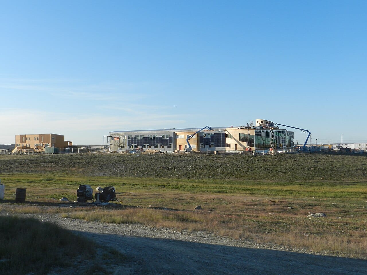 The Canadian High Arctic Research Station at Cambridge Bay. Nunavut is a centre for the study of the Arctic and its rapid change, work carried out in partnership with the Inuit who know the land best.
