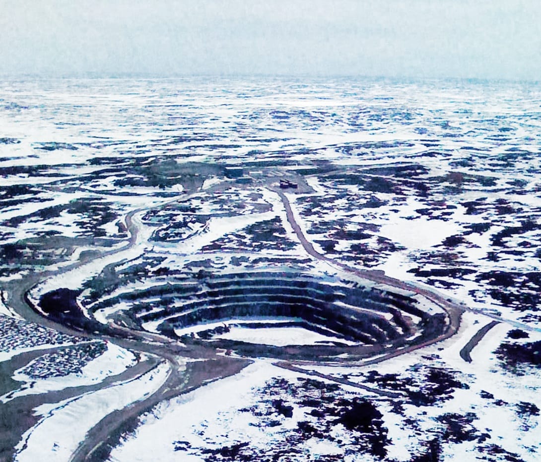 An open pit at a diamond mine in Nunavut. Alongside gold and iron, mining is a mainstay of the modern economy, though most communities still rely heavily on government and traditional harvesting.