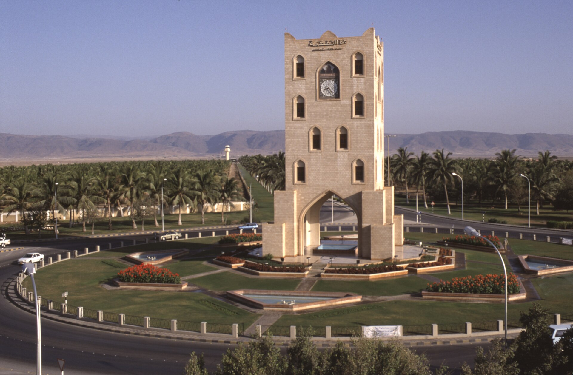 The southern city of Salalah in the region of Dhofar. Unusually for Arabia, Dhofar catches a gentle summer monsoon that turns its hills green, and it was the historic heartland of the frankincense trade.