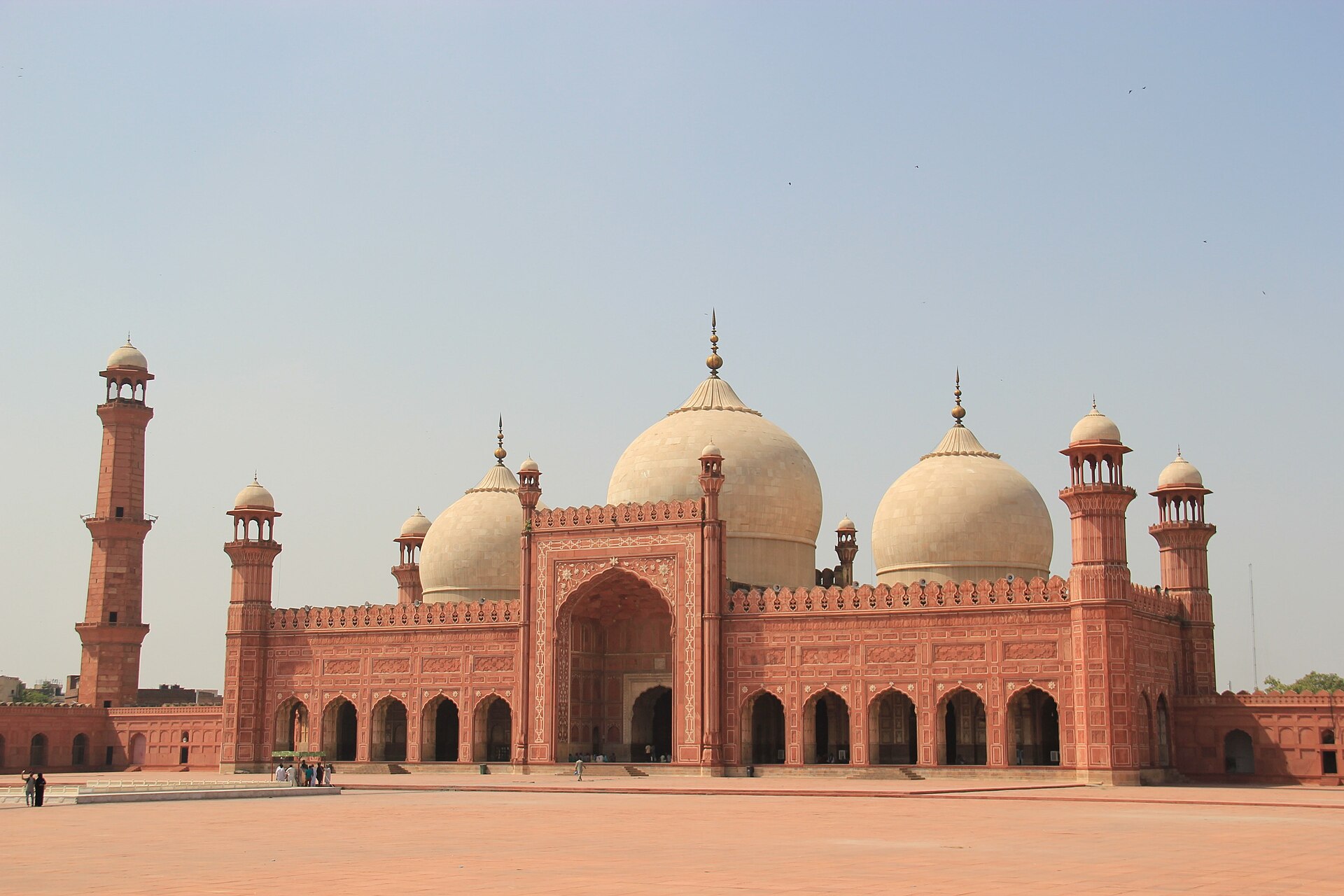 The Badshahi Mosque in Lahore, a masterpiece of Mughal architecture and one of the largest mosques in the world.