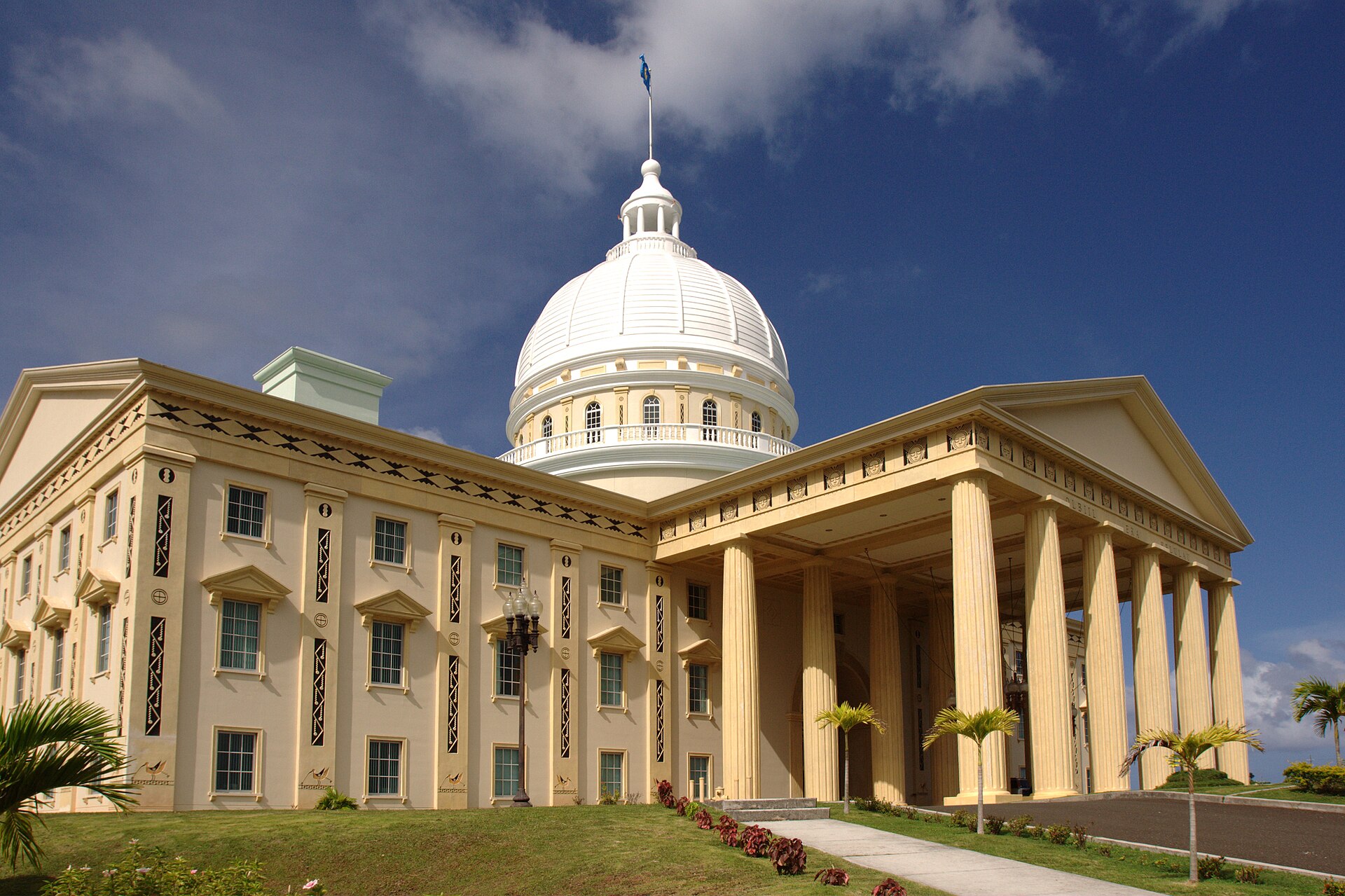 The capitol building at Ngerulmud, the seat of government of Palau, the youngest of the Pacific island nations. Credit: Lukas (CC-BY-2.0).