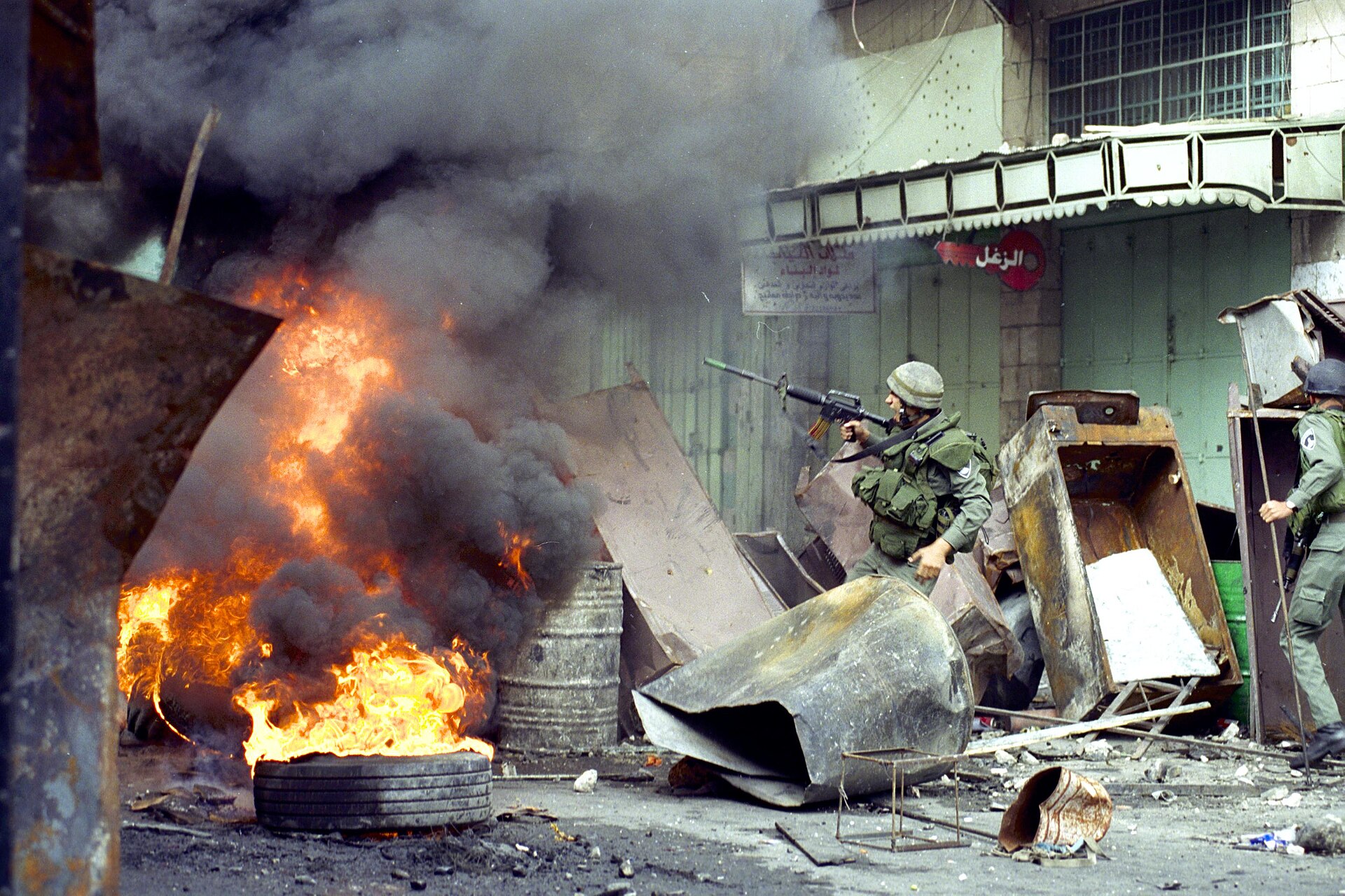 The outbreak of the Second Intifada in October 2000. Far bloodier than the first, it saw suicide bombings that killed around a thousand Israelis and Israeli military operations that killed around three thousand Palestinians.