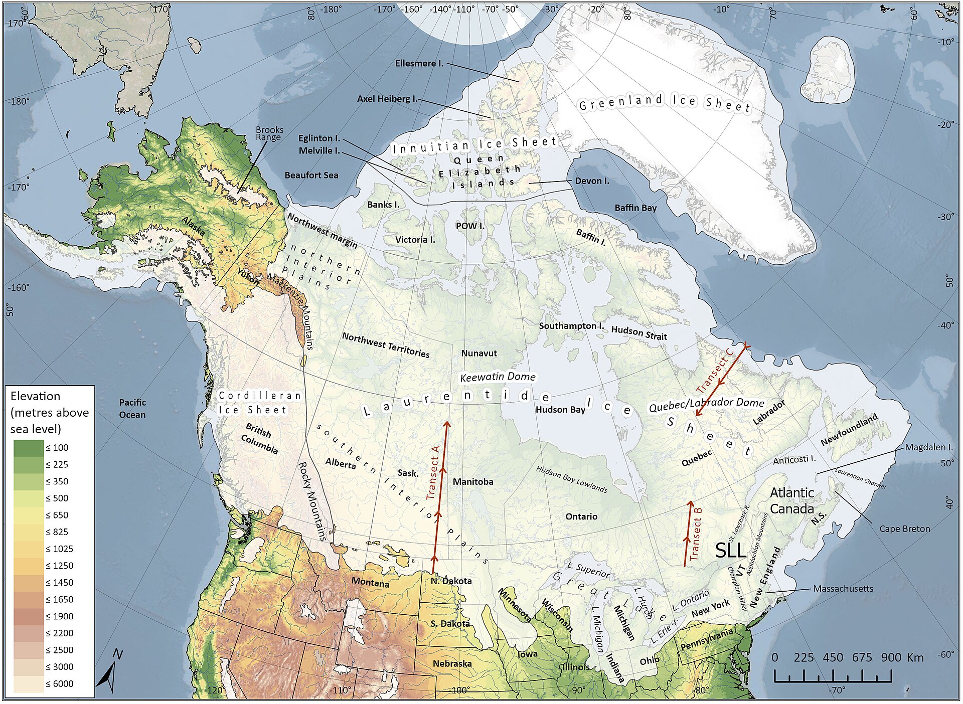 Maps of the great ice sheets that shaped which routes early people could have taken.