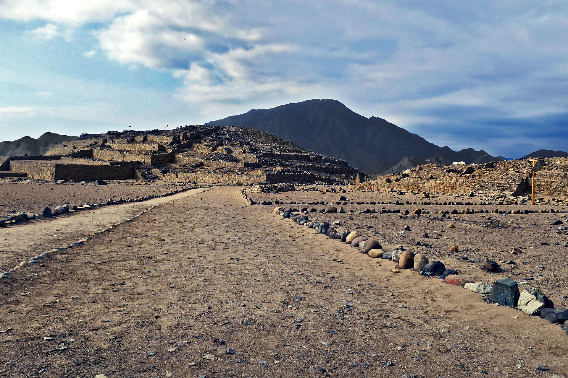 The ruins of a pyramid at Caral in the Supe Valley, among the oldest cities in the Americas, built around 2600 BC.