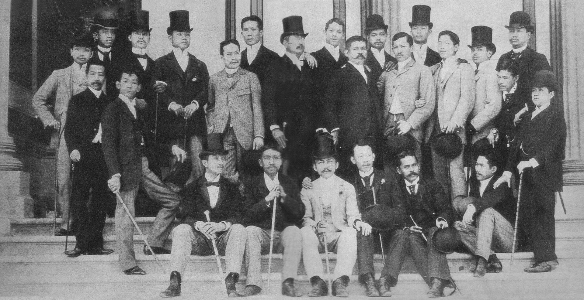 Filipino ilustrados, the educated reformers, in Madrid around 1890. Studying in Europe, they campaigned for reform and helped awaken a sense of national identity.