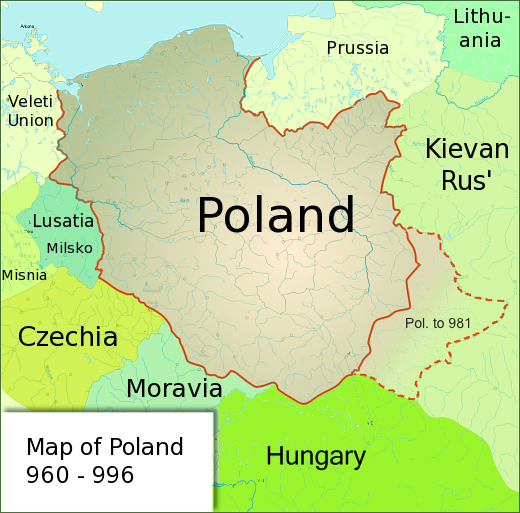 Poland under Mieszko I, whose adoption of Christianity around 966 marks the founding of the Polish state.