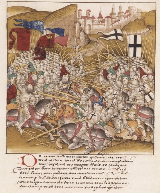 The Battle of Grunwald of 1410, a great medieval Polish and Lithuanian victory over the Teutonic Knights. Credit: Diebold Schilling the Elder (Public domain).