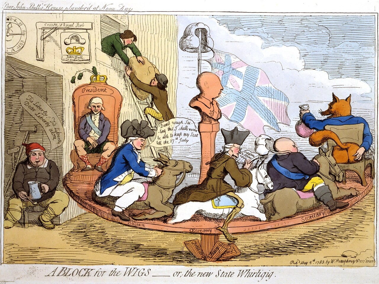 A satirical print of eighteenth century political factions. Parties formed from parliamentary factions and were widely condemned as pursuing sectional interest against the common good.