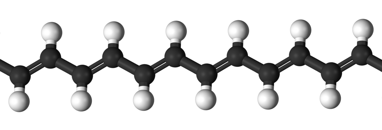 A polymer chain structure. Synthetic polymers are designed by choosing monomers and controlling how they link, which determines the resulting material.