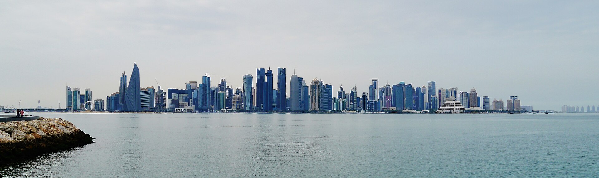 The skyline of Doha rising above the traditional dhow harbour. Within a few decades, gas wealth turned a small coastal town into a capital of gleaming towers and one of the richest cities in the world.