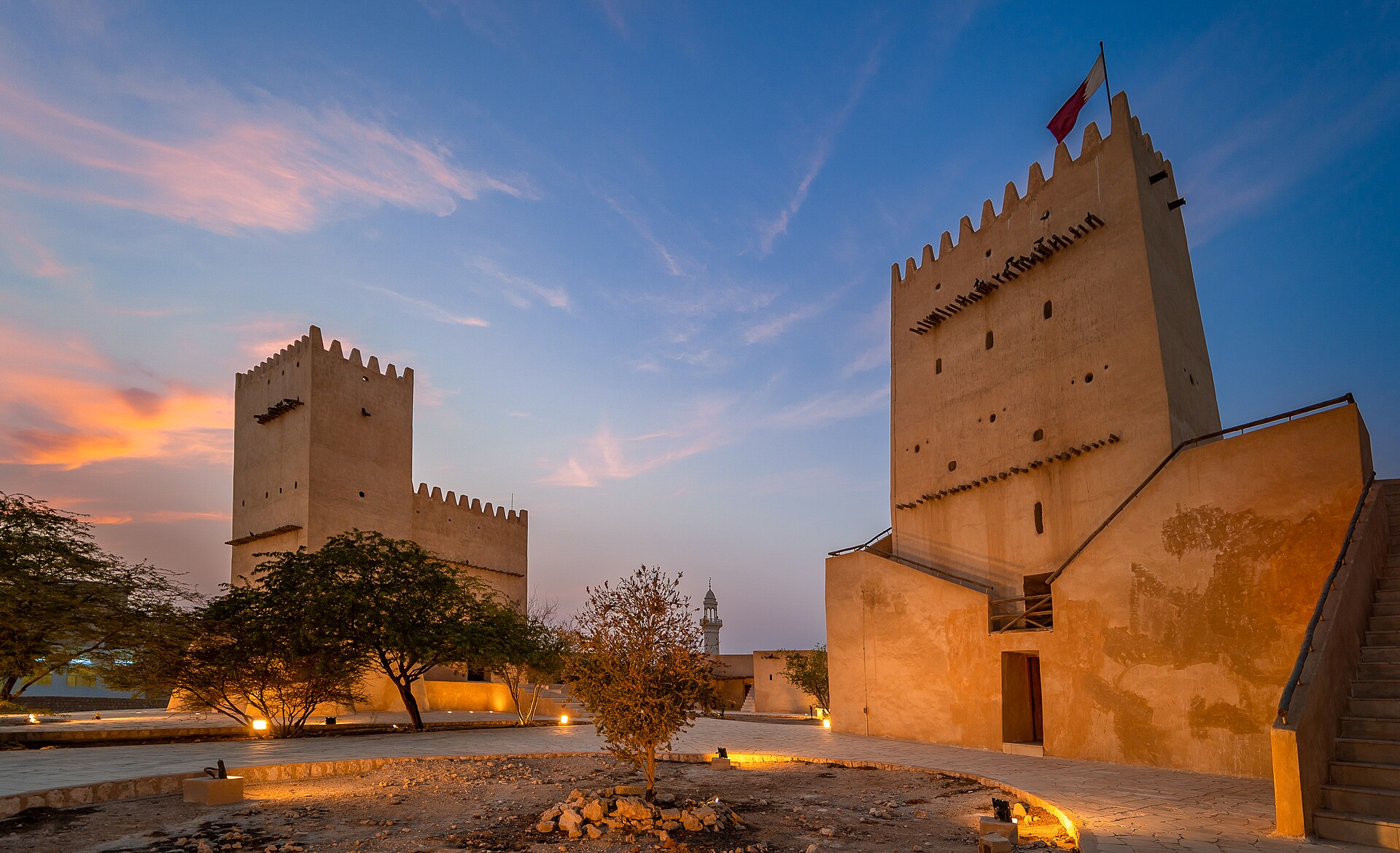 The Barzan Towers, historic watchtowers that recall the older Qatar of the desert and the coast. Credit: Ziad Hunesh (CC BY-SA 4.0).