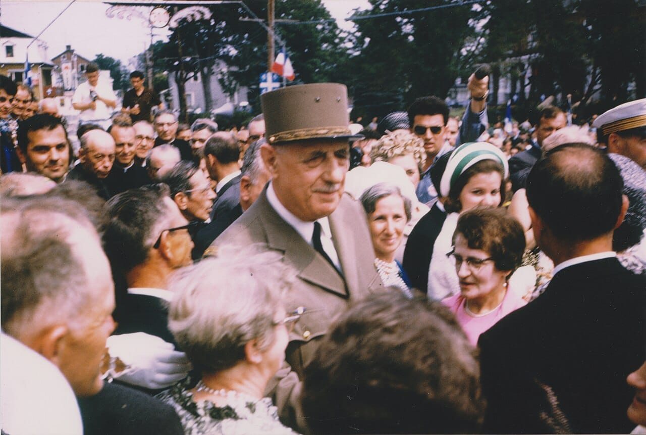 The French president Charles de Gaulle in Quebec in 1967, when he startled the world by proclaiming Vive le Quebec libre, long live free Quebec, from a Montreal balcony. His words electrified the growing movement for Quebec sovereignty.
