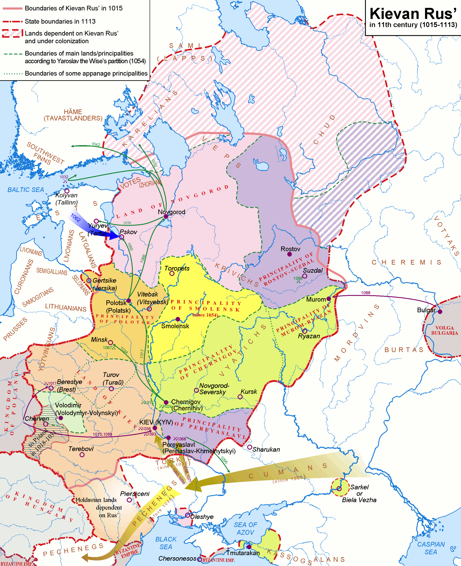 Kievan Rus, the medieval federation of Slavic principalities. Founded from the ninth century and converted to Orthodox Christianity in 988, it is the root from which Russia, Ukraine, and Belarus all trace their origins.