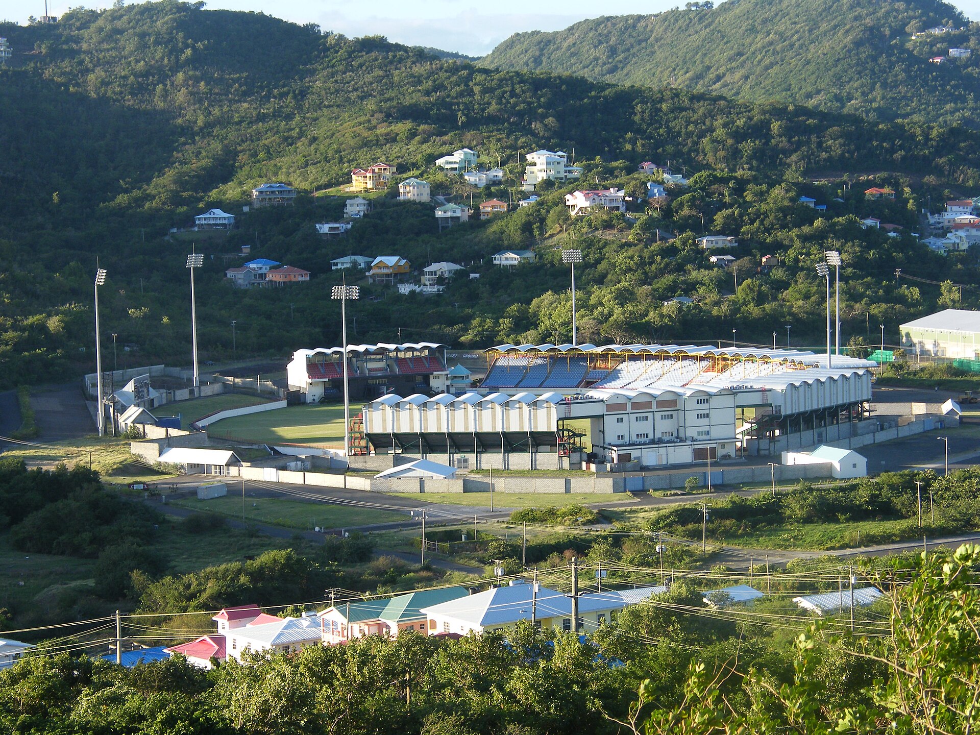 The national cricket ground near Castries, named for the Saint Lucian cricketer Daren Sammy, a beloved sport across the island. Credit: Timothy Barton (timtranslates.com) (CC BY-SA 3.0).