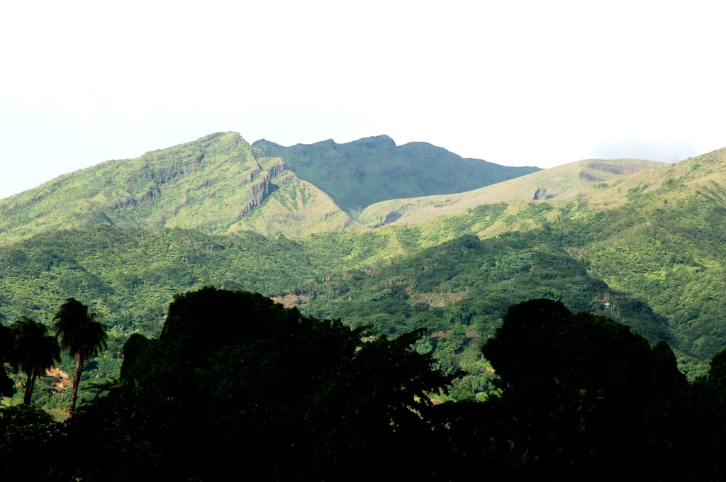 La Soufriere, the active volcano that dominates northern Saint Vincent. Its 1902 eruption killed some 1,600 people, and its explosive eruption in April 2021 forced the evacuation of around 20,000 from the north of the island.