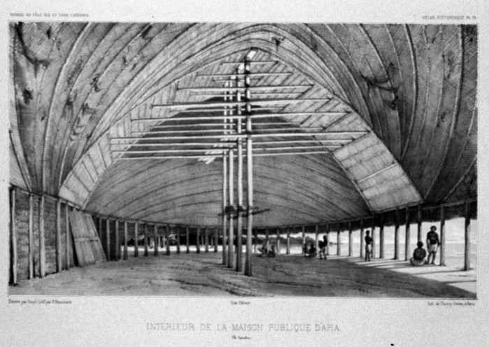 The interior of a traditional Samoan house, or fale, an enduring feature of the Samoan way of life. Credit: Unknown (Public domain).
