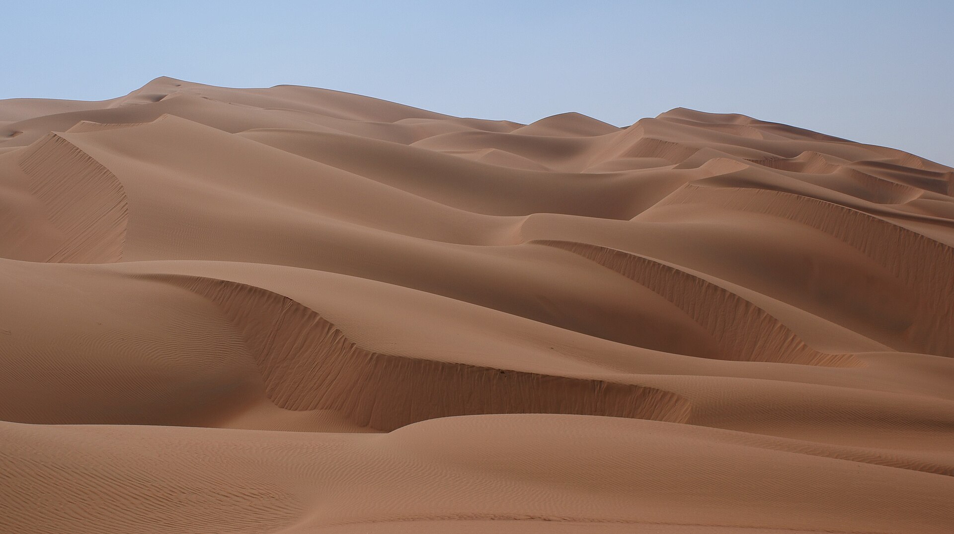The Rub al Khali, or Empty Quarter, the largest continuous sand desert on Earth, covering much of southern Arabia.