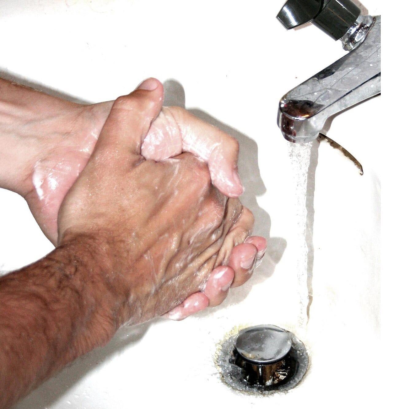 Handwashing. Semmelweis required chlorinated lime because it removed the smell of the dissecting room, which he took as evidence that it removed whatever was being carried.