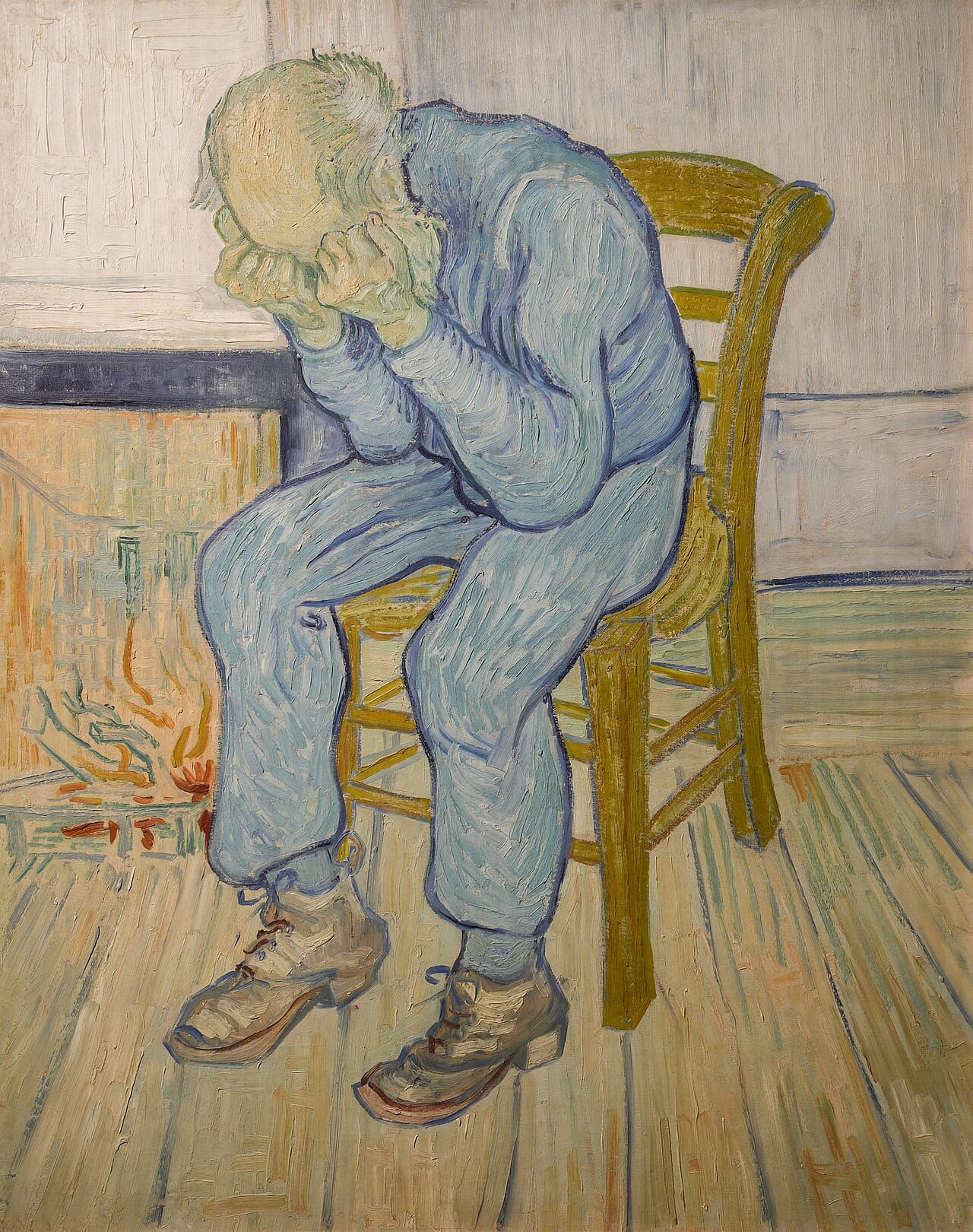 Van Gogh's study of a grieving man. Whether depression is one condition with one mechanism, or a category covering several distinct processes, is a live question and affects how any neurochemical account should be read.