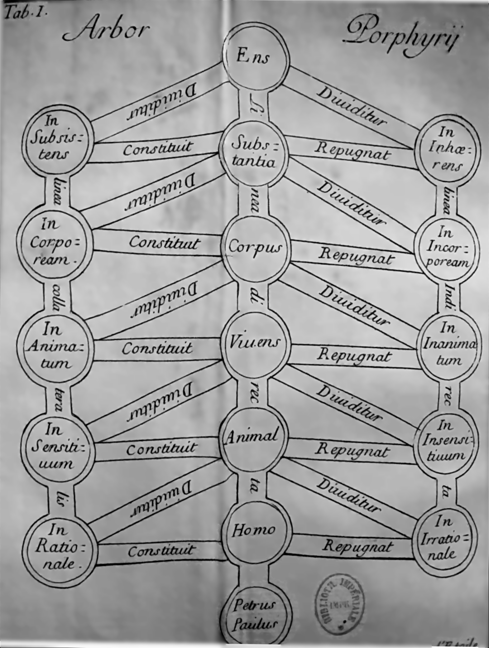 An early "tree" of categories, an ancestor of the modern theory of sets and classes.