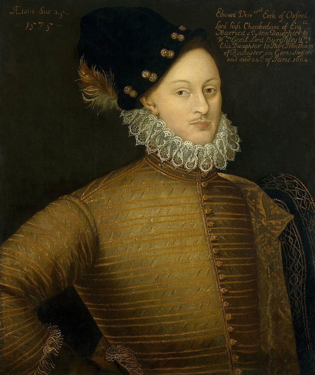 Edward de Vere, seventeenth Earl of Oxford, proposed as the author in 1920 and now the leading alternative candidate. He died in 1604, before at least ten of the plays were written.