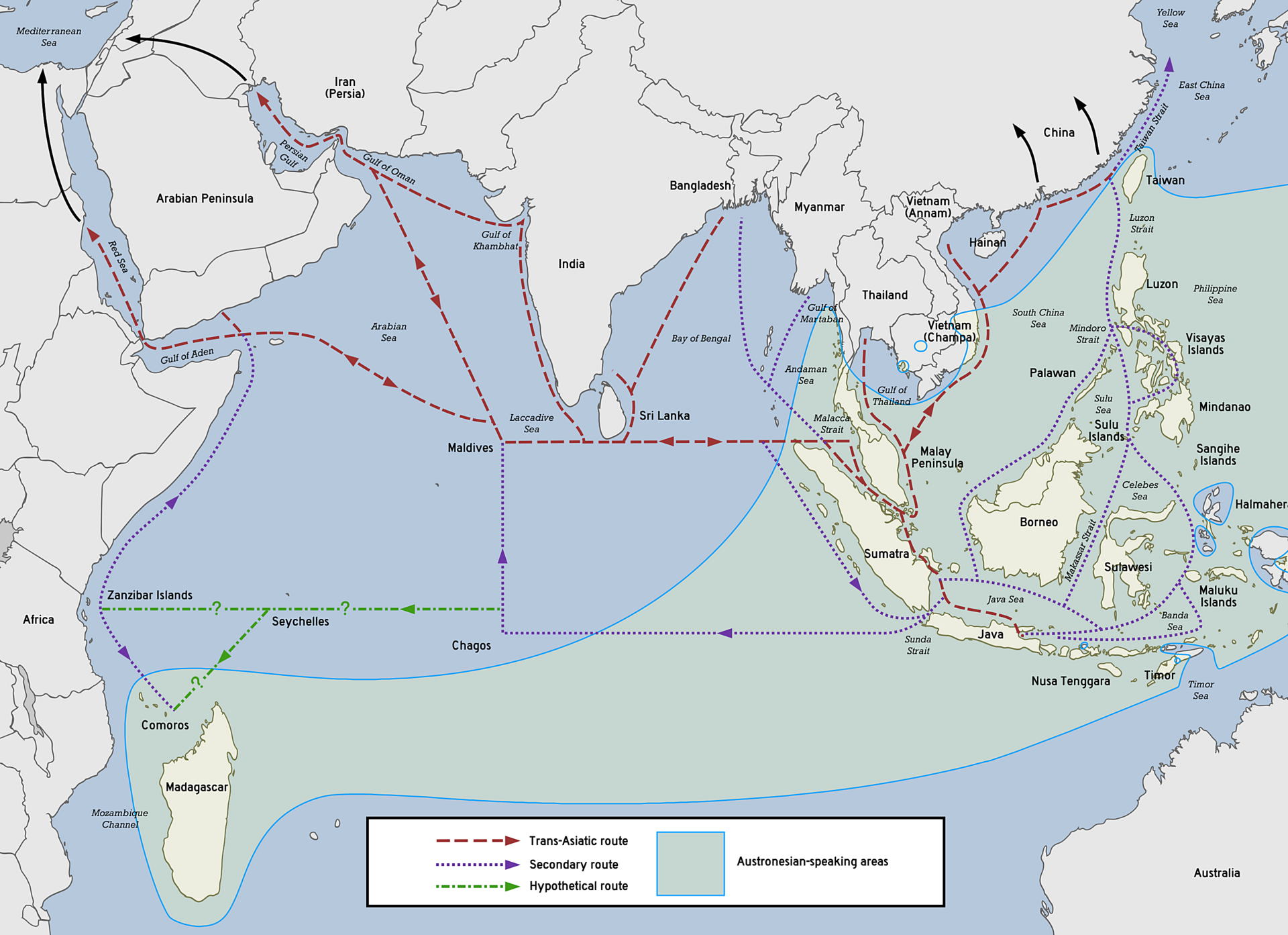Maritime routes also carried Silk Road trade by sea across Asia.
