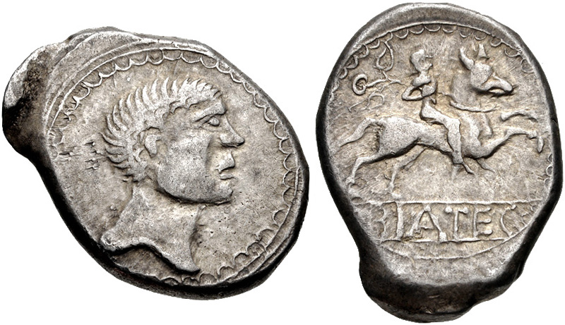 A Celtic Biatec coin, minted by the peoples who inhabited the Slovak lands before the Romans. These early silver coins are among the oldest evidence of organised society in the region.