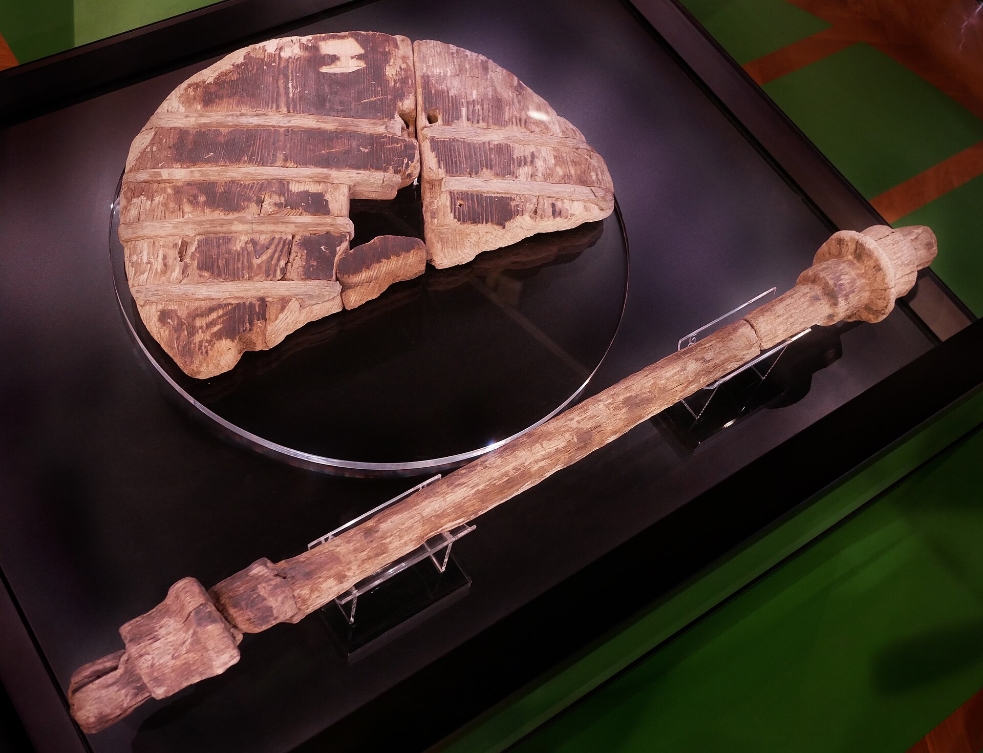 The Ljubljana Marshes wheel, the oldest wooden wheel and axle ever found, made in the region over five thousand years ago. Credit: Petar Milošević (CC BY-SA 4.0).