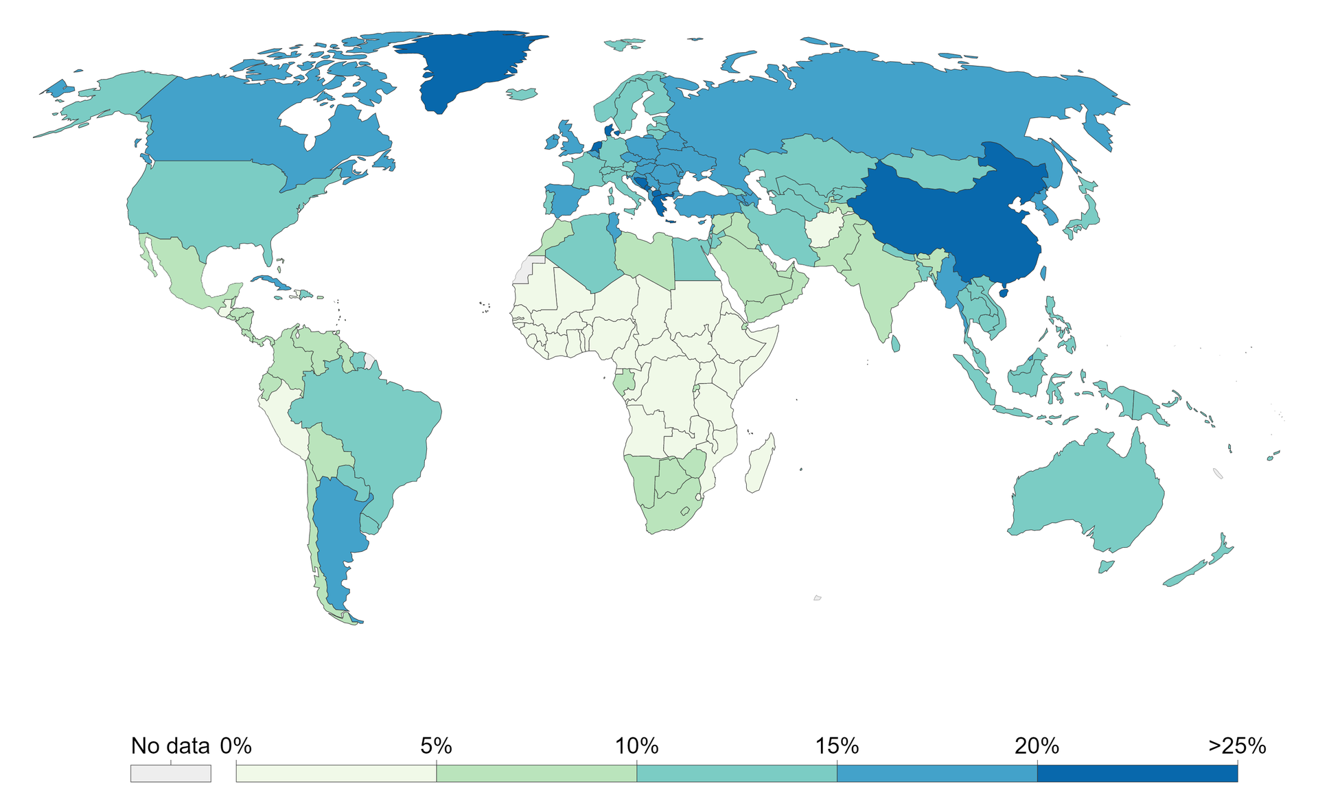 The share of deaths attributable to smoking, a toll measured across whole populations.
