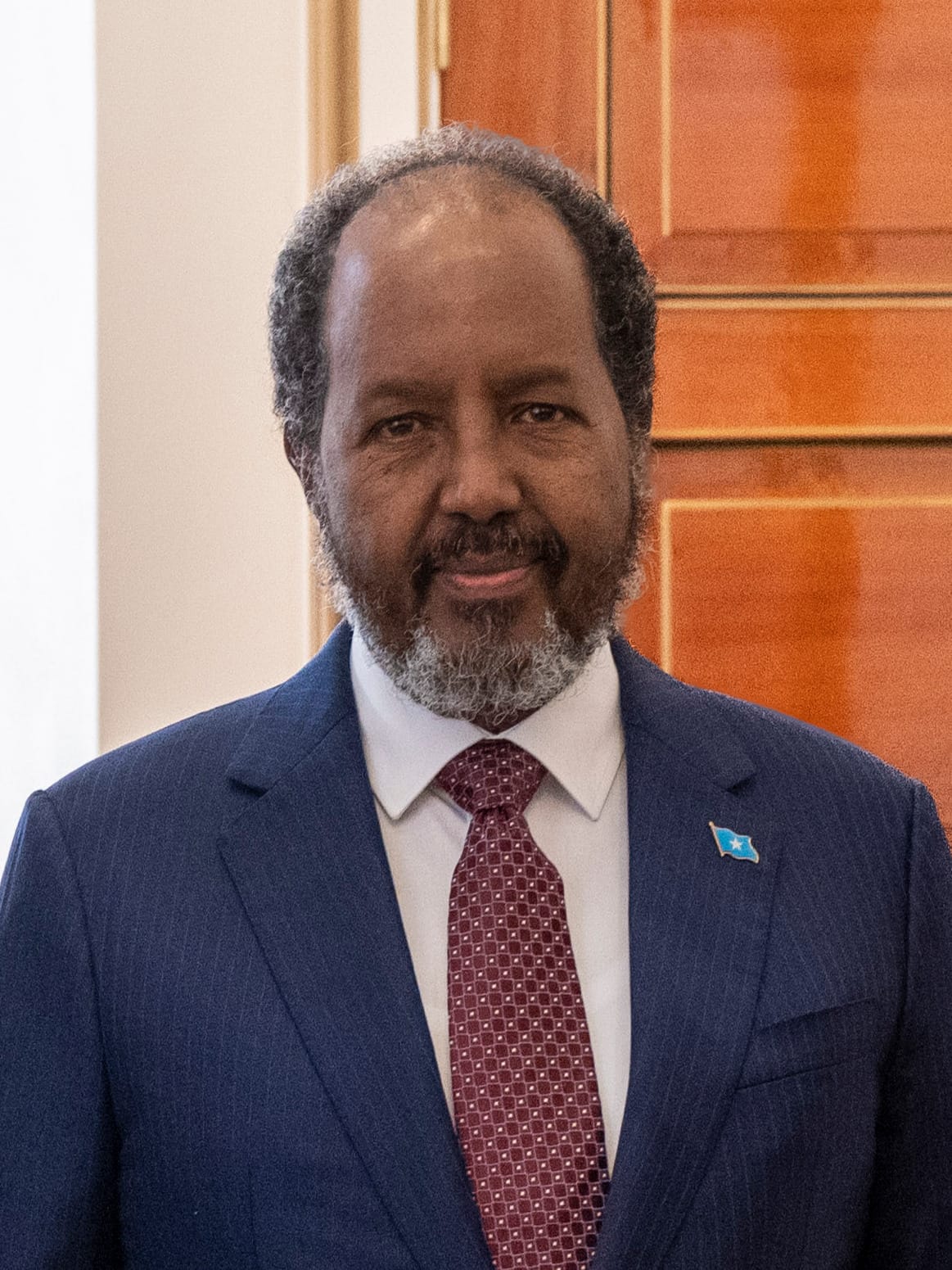 Hassan Sheikh Mohamud, president of Somalia since 2022 in his second non-consecutive term. His government's fight against the al-Shabaab insurgency and effort to rebuild the state have struggled, and his mandate became disputed in 2026.