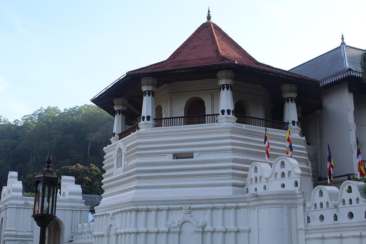 The Temple of the Sacred Tooth Relic in Kandy, the holiest Buddhist shrine in Sri Lanka. It is believed to house a tooth of the Buddha, and possession of the relic was long seen as the right to rule the island.