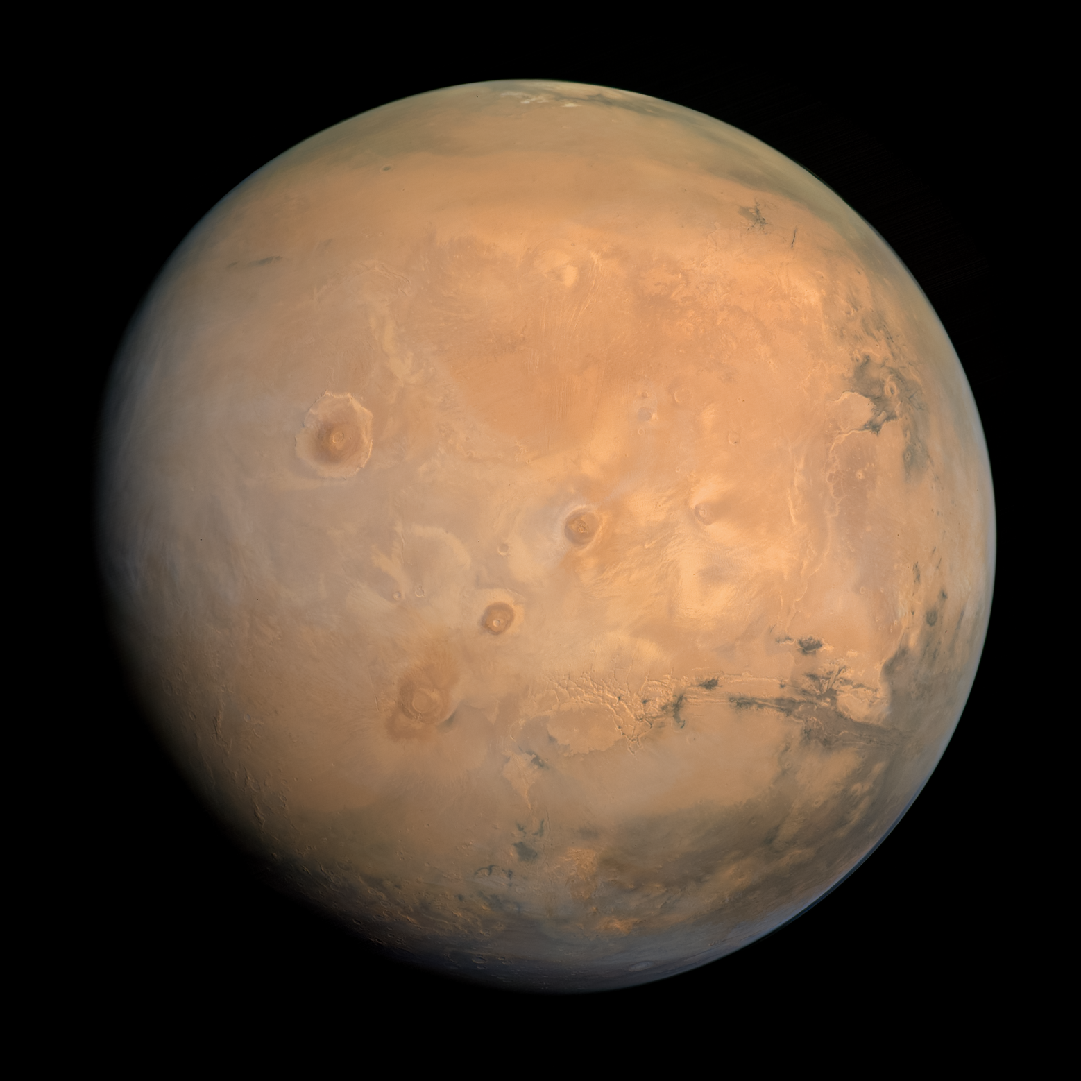 Mars, the red planet, a cold desert world that once had flowing water.