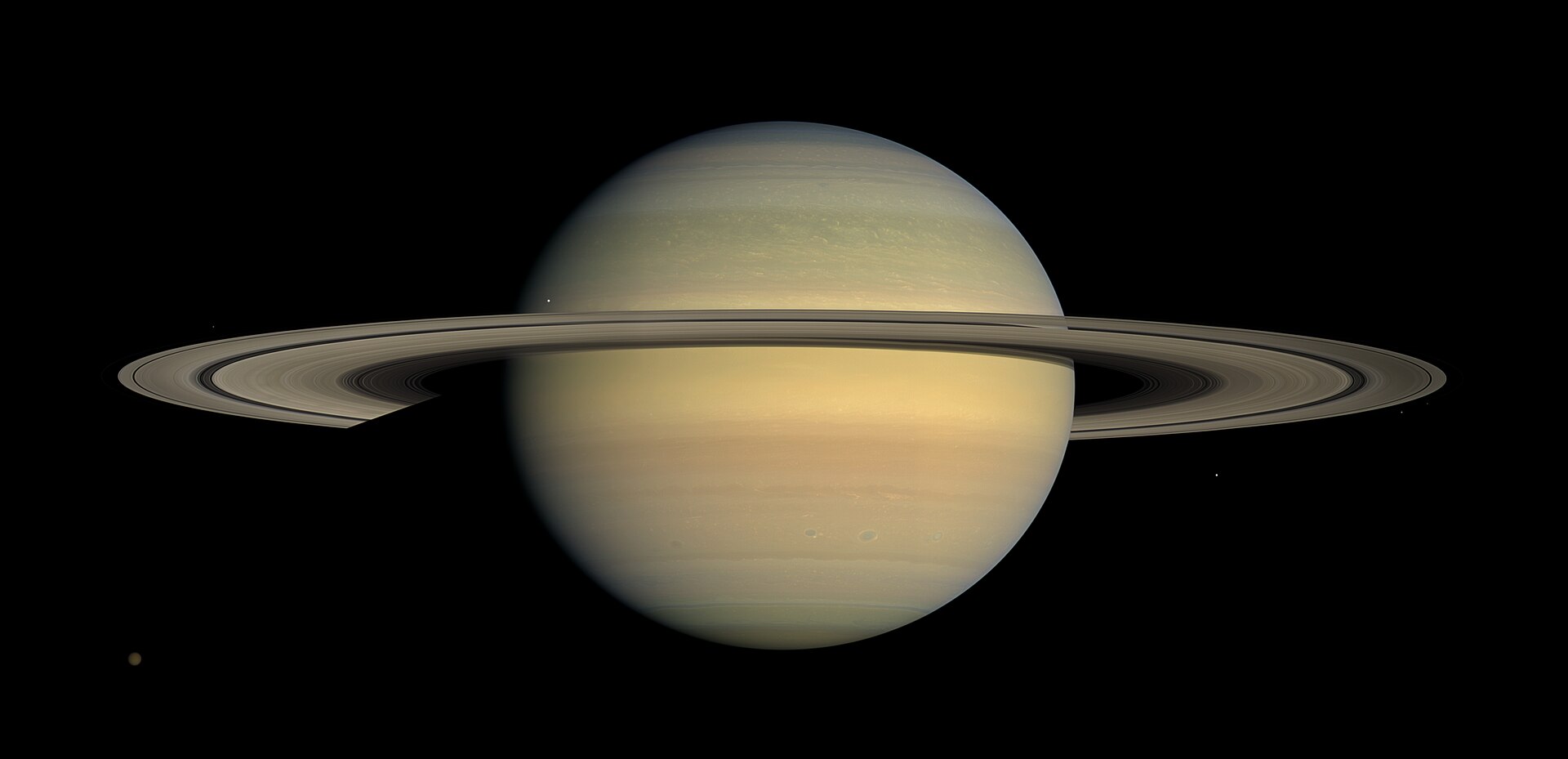 Saturn, encircled by its bright system of icy rings, the jewel of the Solar System.