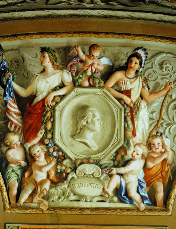A nineteenth-century fresco personifying Liberty, part of the long artistic tradition the statue draws upon. Credit: Constantino Brumidi (Public domain).