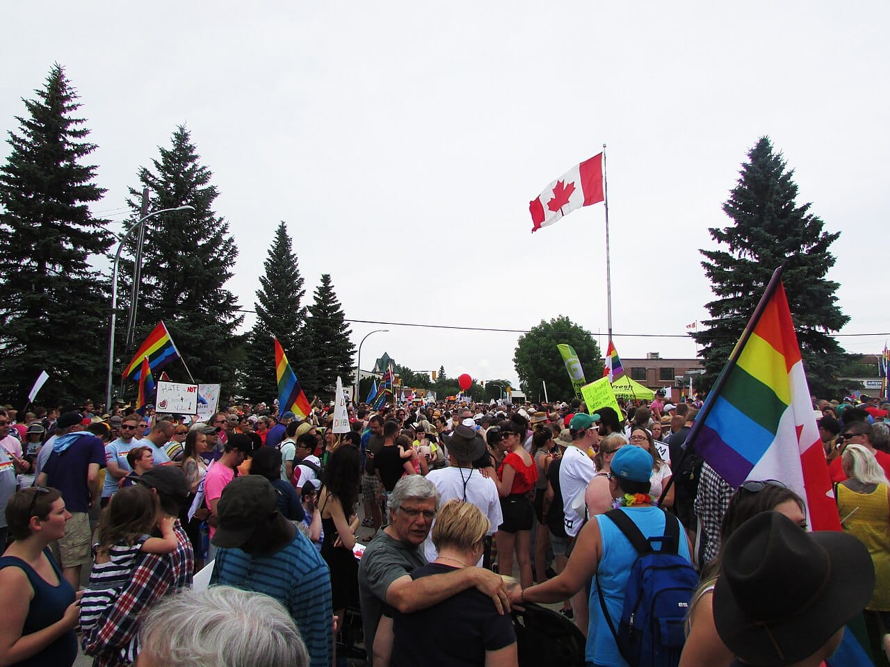 A Pride march in Steinbach. The first, in 2016, drew a crowd far larger than expected in a town known for religious conservatism, and the event has continued annually.
