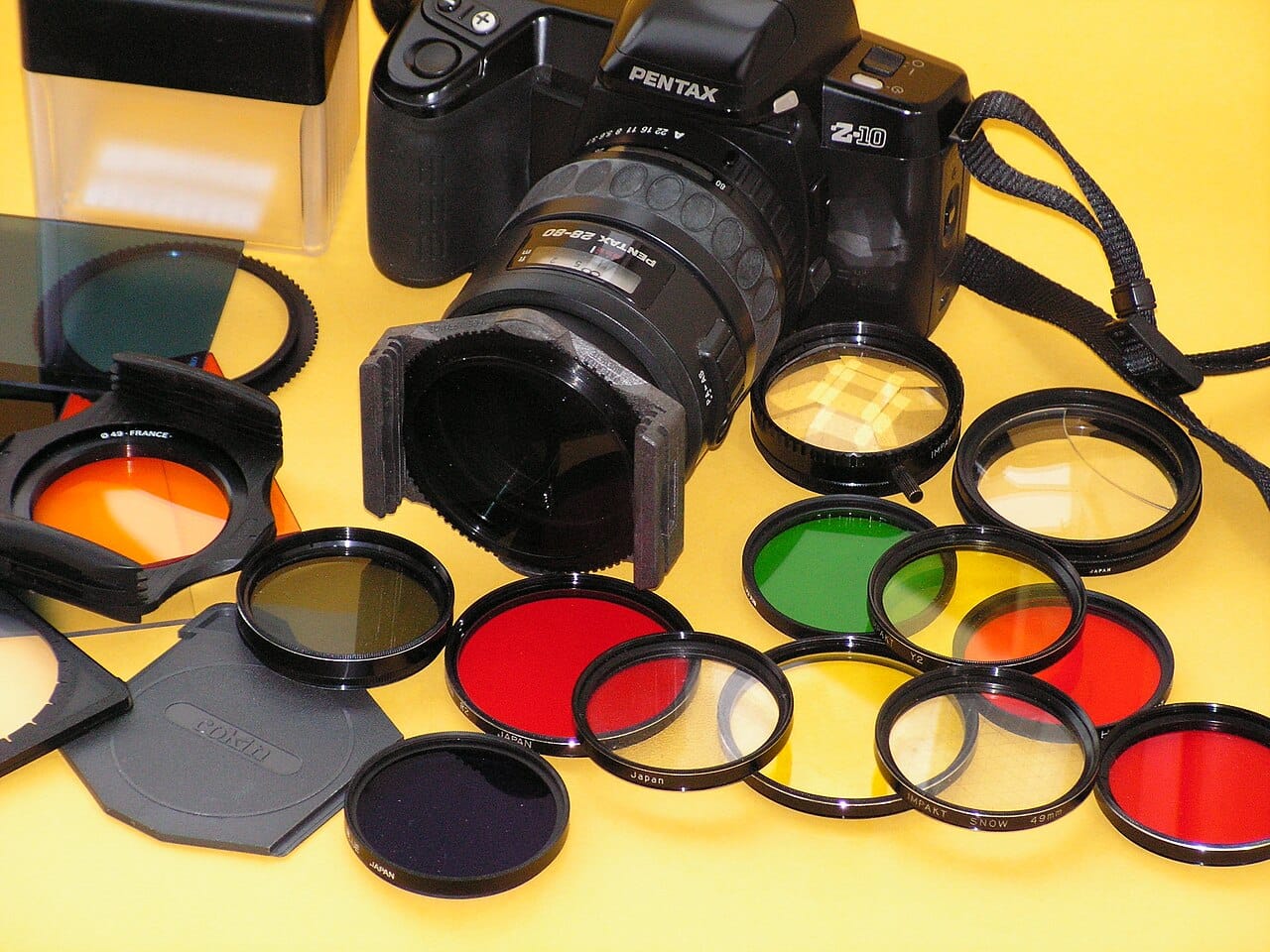 Colour filters. Naming a colour is a slower operation than reading a word for a literate adult, which is the asymmetry the effect depends on.