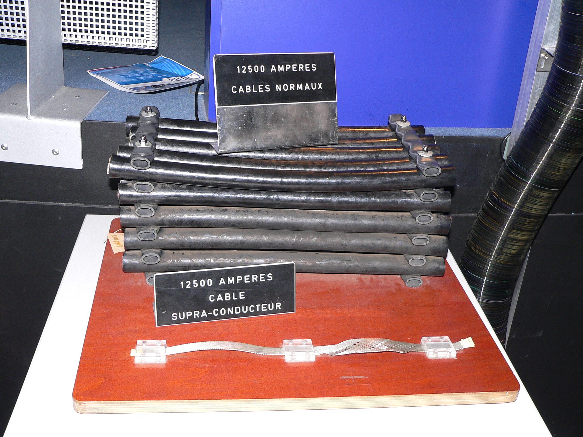 Superconducting cables at a particle accelerator, a major real world application.